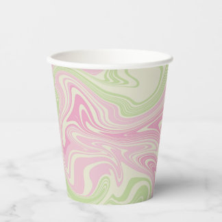 Gobelets En Papier Motif rose vert à bille liquide