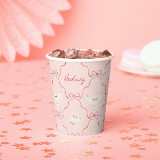 Gobelets En Papier Motif Ruban Rose Hedwig