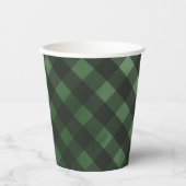 Gobelets En Papier Motif Rustique vert Plaid (Recto)