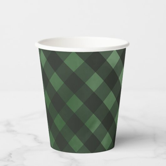 Gobelets En Papier Motif Rustique vert Plaid (Recto)