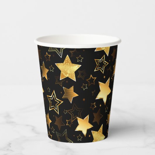 Gobelets En Papier Motif sans couture avec étoiles d'or (Verso)