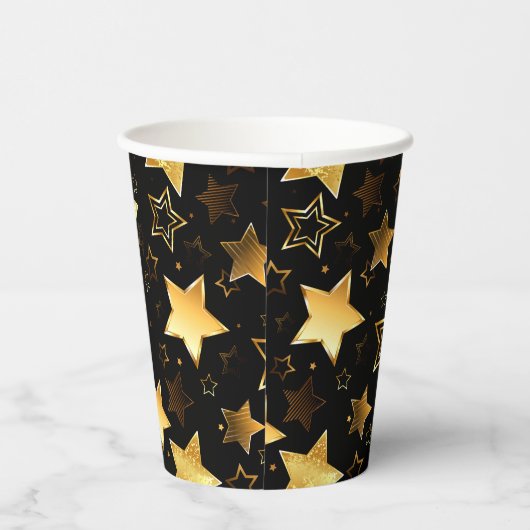 Gobelets En Papier Motif sans couture avec étoiles d'or (Droite)