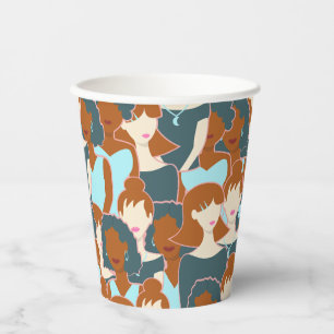 Gobelets En Papier Motif sans couture avec filles noires et blanches