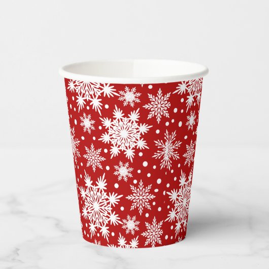 Gobelets En Papier Motif sans couture blanc et rouge (Gauche)