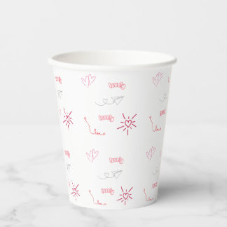Gobelets En Papier Motif sans couture de cœurs roses mignons et de gr