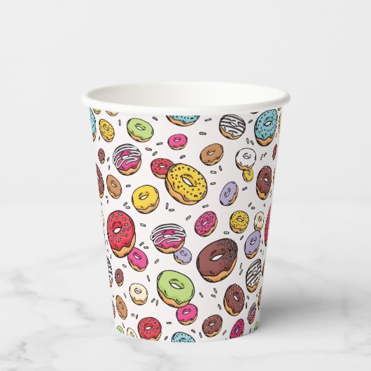 Gobelets En Papier Motif sans couture de donuts (Verso)