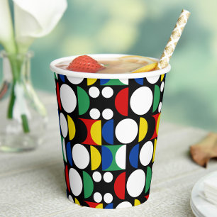 Gobelets En Papier Motif scandinave noir du Bauhaus du milieu du sièc