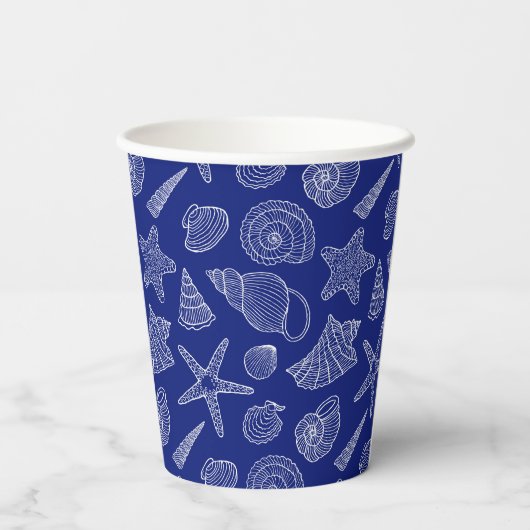 Gobelets En Papier Motif Shell bleu clair (Verso)