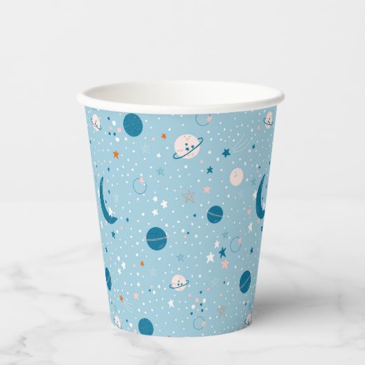 Gobelets En Papier Motif Sky & Space bleu (Recto)