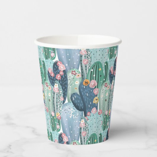 Gobelets En Papier Motif Soft Patel Cactus (Gauche)