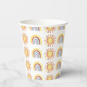 Gobelets En Papier Motif soleil et arc-en-ciel