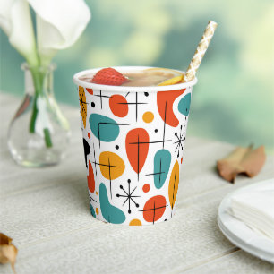 Gobelets En Papier Motif Starburst Moderne du Milieu du Siècle