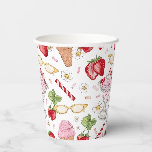 Gobelets En Papier Motif Sundae fraise (Verso)