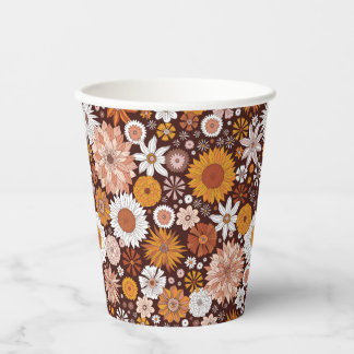 Gobelets En Papier Motif super Retro Flower Garden