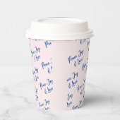 Gobelets En Papier Motif texte personnalisé Blue & Pink Peace, Joy &  (Gauche)