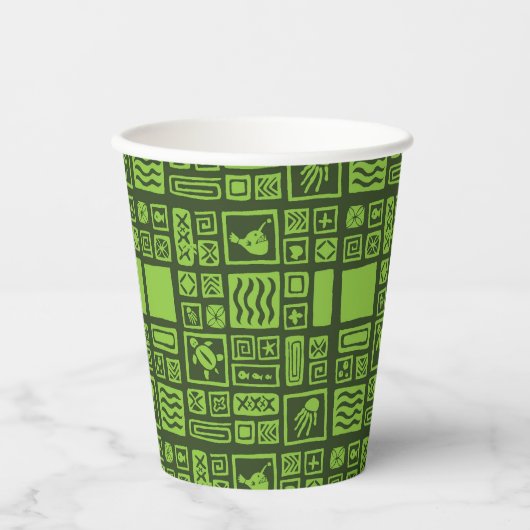 Gobelets En Papier Motif Tiki (Recto)