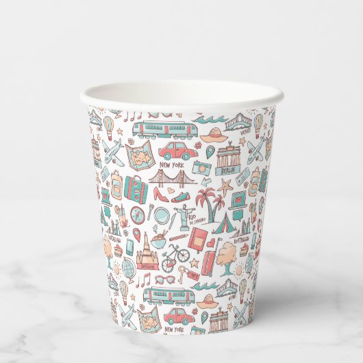Gobelets En Papier Motif touristique Pastel (Verso)