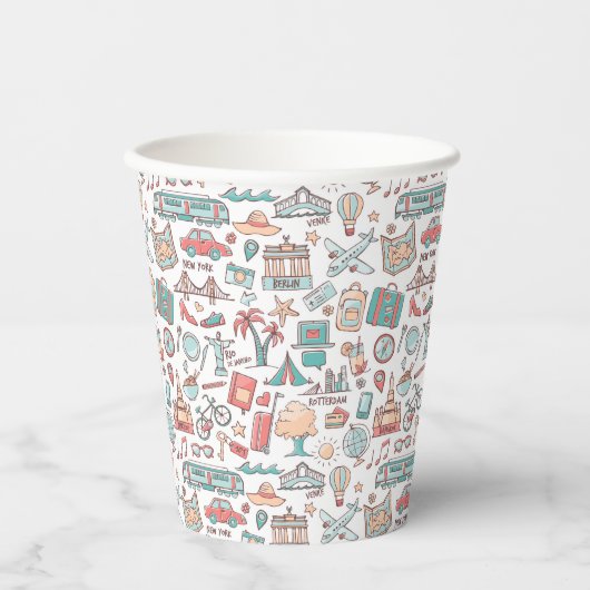 Gobelets En Papier Motif touristique Pastel (Recto)