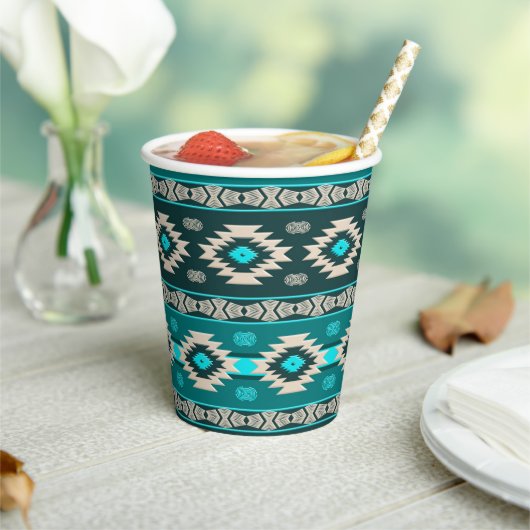Gobelets En Papier Motif tribal ethnique du sud-ouest. (Insitu)