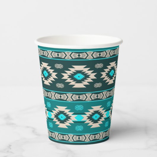 Gobelets En Papier Motif tribal ethnique du sud-ouest. (Verso)
