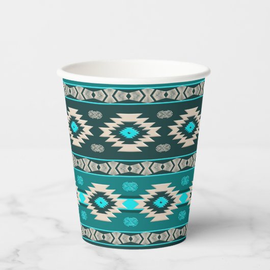 Gobelets En Papier Motif tribal ethnique du sud-ouest. (Recto)