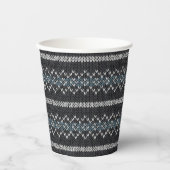 Gobelets En Papier Motif tricoté cosy Noir et Gris (Recto)