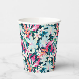 Gobelets En Papier Motif tropical coloré