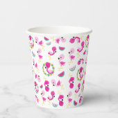 Gobelets En Papier Motif tropical, Flamants roses, pastèques, Fleurs (Verso)