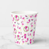 Gobelets En Papier Motif tropical, Flamants roses, pastèques, Fleurs (Recto)