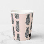 Gobelets En Papier Motif Tropical Grey & Rose Ananas Avec Nom (Droite)