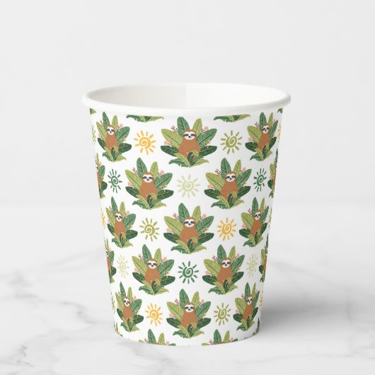 Gobelets En Papier Motif Tropical Sloth (Gauche)