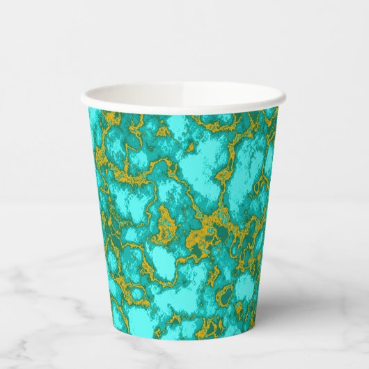 Gobelets En Papier Motif Turquoise et Or (Gauche)