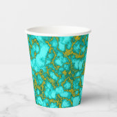 Gobelets En Papier Motif Turquoise et Or (Recto)