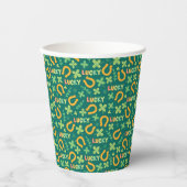 Gobelets En Papier Motif vert irlandais LUCKY (Recto)