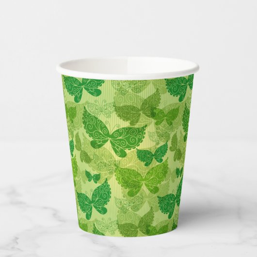Gobelets En Papier Motif vert printemps (Gauche)
