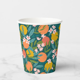 Gobelets En Papier Motif vintage en fleurs d'orange et de citron