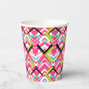 Gobelets En Papier Motif Zag rose main