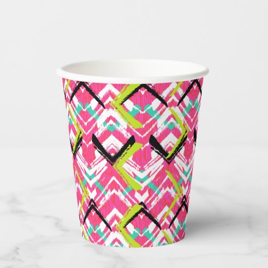 Gobelets En Papier Motif Zag rose main (Recto)