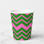 Gobelets En Papier Motif Zigzag Chevron Rose Vert (Verso)