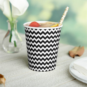 Gobelets En Papier Motif Zigzag noir et blanc, Motif Chevron