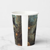 Gobelets En Papier Moto à équitation Chat Noir Halloween effrayant (Gauche)