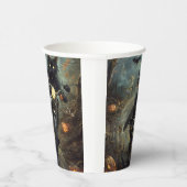 Gobelets En Papier Moto à équitation Chat Noir Halloween effrayant (Droite)