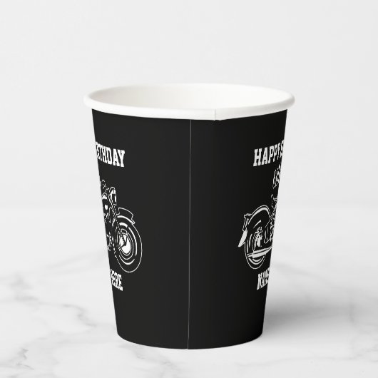 Gobelets En Papier Moto cool 60e anniversaire Nom Age Hommes (Droite)