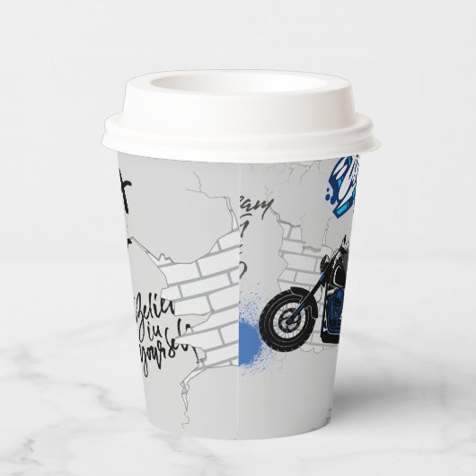 Gobelets En Papier Moto noir et bleu gris (Droite)