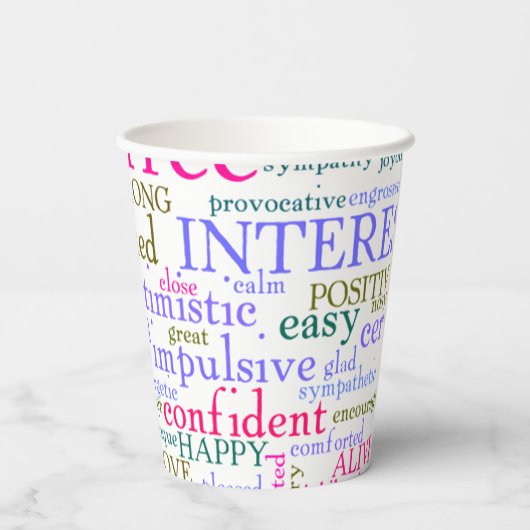 Gobelets En Papier Mots stimulants (Verso)