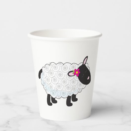 Gobelets En Papier Mouton Noir Avec Laine Blanche (Recto)