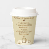 Gobelets En Papier Mug café de routine du matin | Drôle de la caféine (Recto)