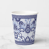 Gobelets En Papier Mug d'art populaire mexicain Talavera bleu et blan (Verso)