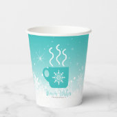 Gobelets En Papier Mug Steaming Hot Drink avec bordure de neige ID595 (Verso)
