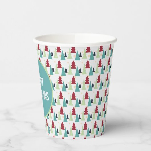 Gobelets En Papier Multicolor Christmas Trees Pattern (Gauche)